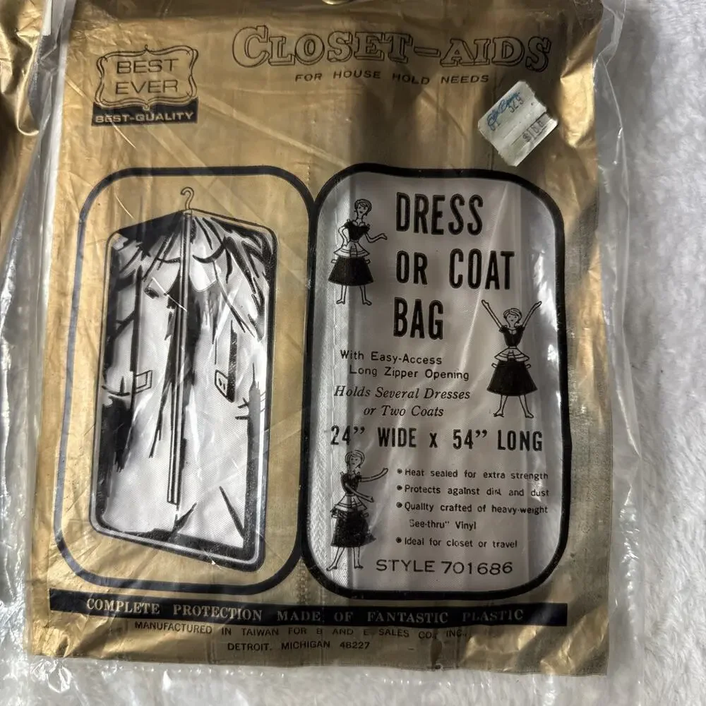 Vintage Closet Maid Dress Bag Zipper Best Quality Plastic Prop 60s 24x54 Long